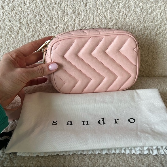 SANDRO - Leather blush crossbody/belt pouch - Picture 2 of 7